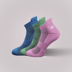 Vilasya Bamboo Ankle Socks for Men - 3 Pairs (Blue / Olive Green / Pink)