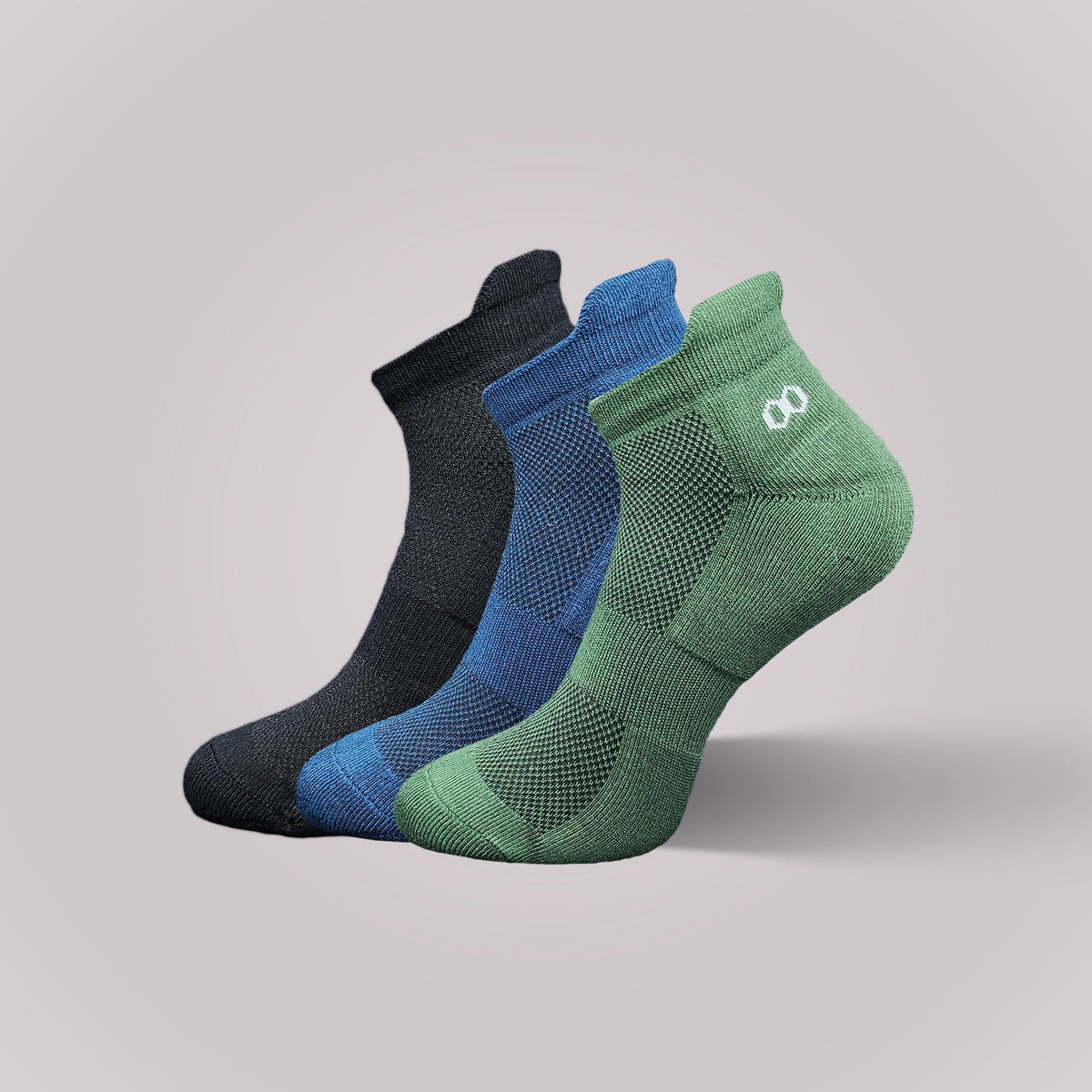 Vilasya Bamboo Ankle Socks for Men - 3 Pairs (Black / Blue / Olive Green)