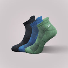 Vilasya Bamboo Ankle Socks for Men - 3 Pairs (Black / Blue / Olive Green)
