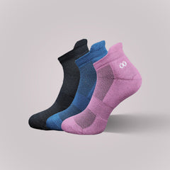 Vilasya Bamboo Ankle Socks for Men - 3 Pairs (Black / Blue / Pink)
