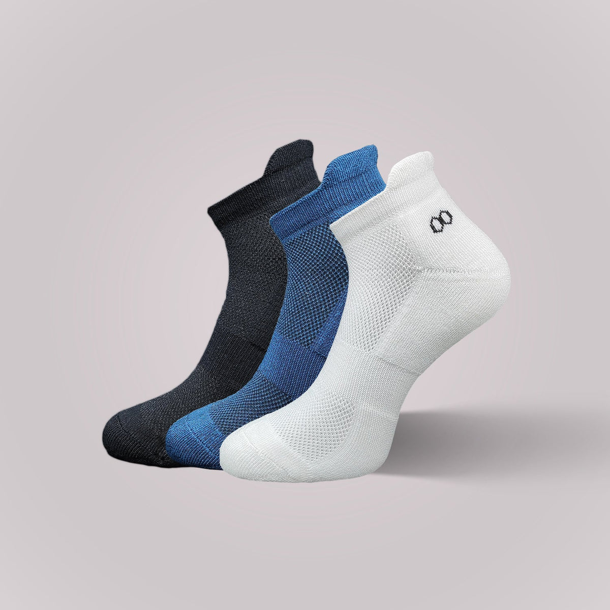 Vilasya Bamboo Ankle Socks for Men - 3 Pairs (Black / Blue / White)