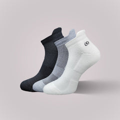 Vilasya Bamboo Ankle Socks for Men - 3 Pairs (Black / Dark Grey / White)
