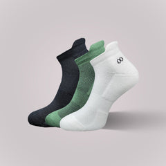 Vilasya Bamboo Ankle Socks for Men - 3 Pairs (Black / Olive Green / White)